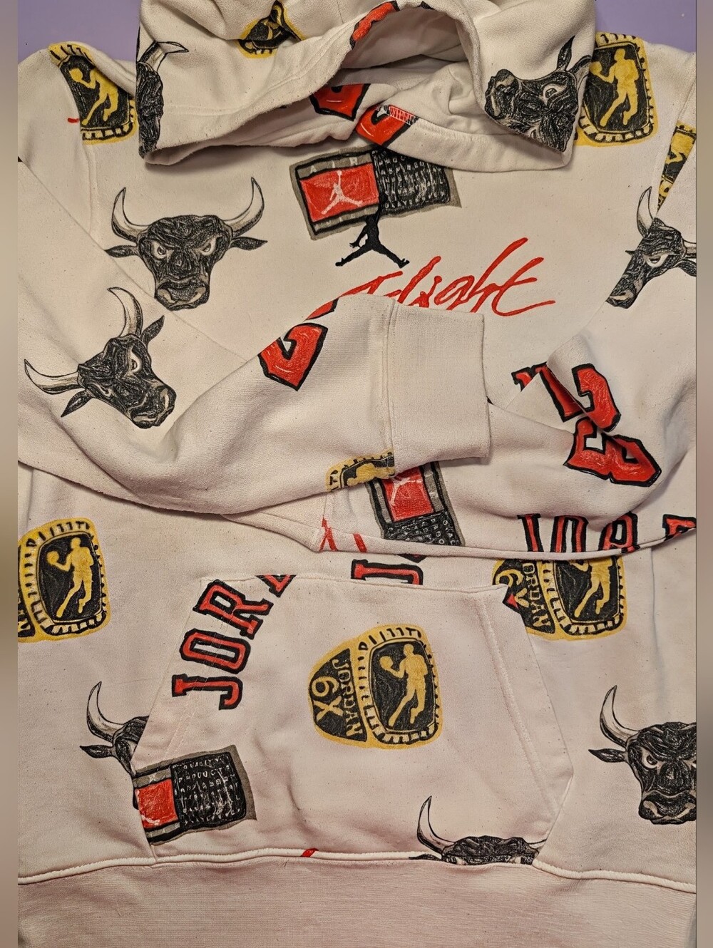 Nike Air Jordan All Over Graphic Hoodie Sweatshirt Youth Large